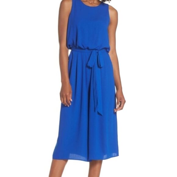 Vince Camuto // Royal Blue Crepe Cropped Jumpsuit 8 - Picture 1 of 8